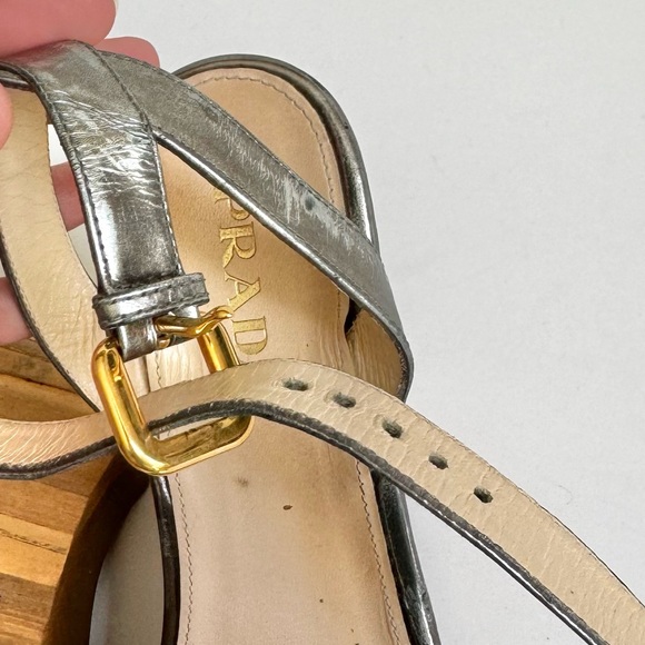 Metallic Silver PRADA Bamboo Wedge - Picture 7 of 10